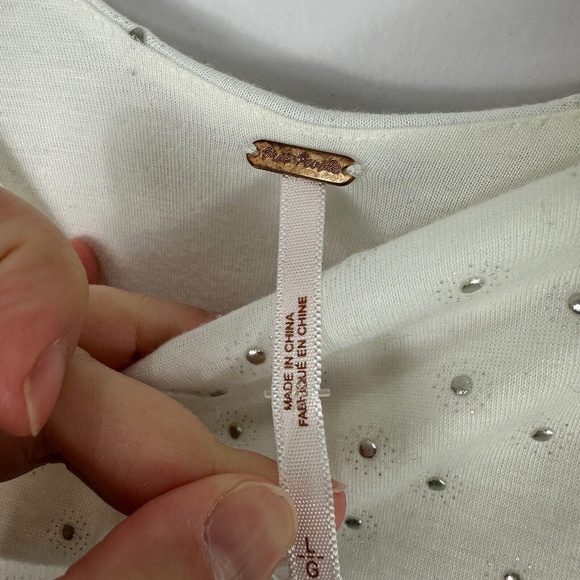 Free People Studded Rhinestone Mini Dress Womens Large Indie Sleze Showgirl Glam - Picture 3 of 7